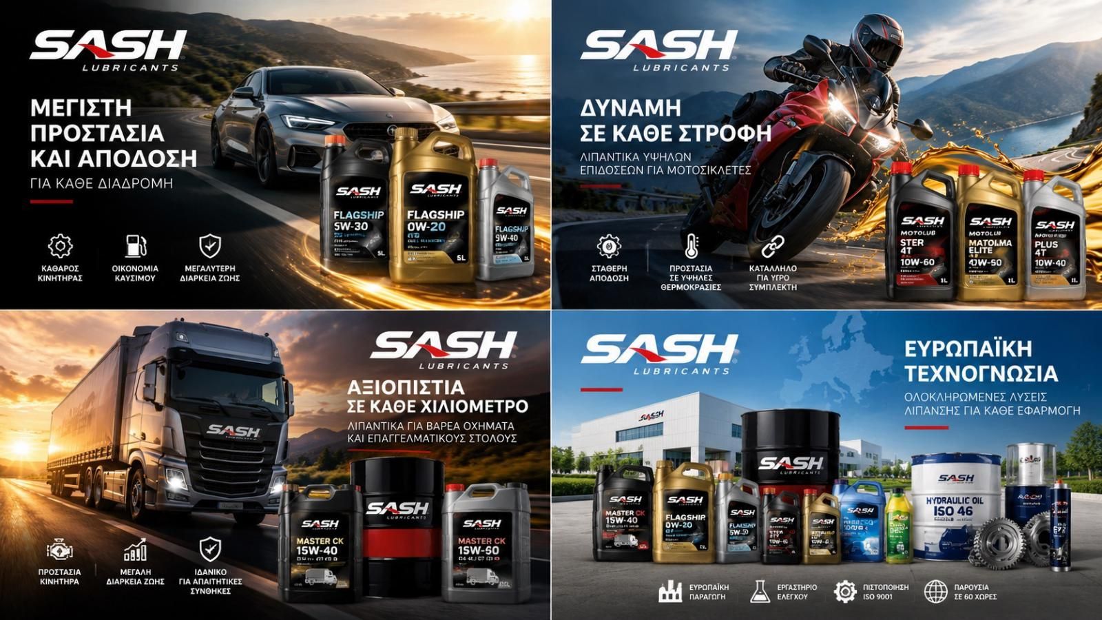 SASH Lubricants τα καλύτερα Λιπαντικά Αυτοκινήτων, Φορτηγών & Moto
